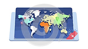 Digital World Map Red. Global Data Visualization, vector design Generative AI