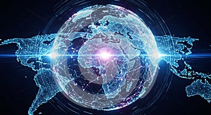 Global network connection world map digital technology communication generative ai