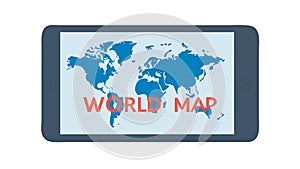Digital World Map on Tablet Display Text, vector design Generative AI