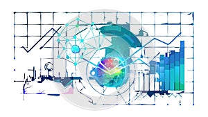 Digital World Map with Technology Network, vector design Generative AI