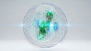 Digital World Network Sphere with Binary Code technology data co