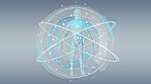Digital x-ray human body scan background interface 3D rendering