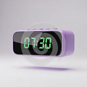 DigitalClock LavenderPlastic GreenDisplay SegmentedLED BlockyDesign