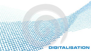 Digitalisation. Binary digital stream. Vector graphics
