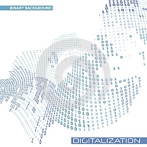 Digitalization. Binary background with ones and zeros. Digital vector graphics
