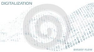 Digitalization. Binary data flow by ones and zeros