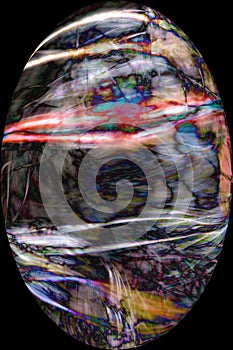 Digitally altered, abstract micrograph of spider silk from a web