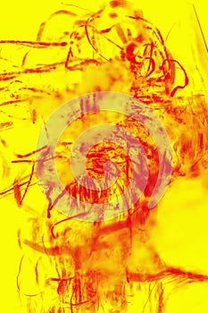 Digitally altered, abstract micrograph of spider silk from a web