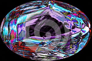 Digitally altered, abstract micrograph of spider silk from a web