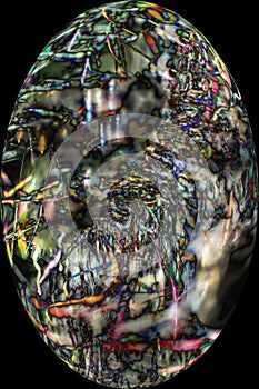 Digitally altered, abstract micrograph of spider silk from a web