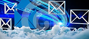 Composite image of digitally composite image of storm clouds