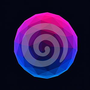 A digitally created geometric sphere composed of interconnected triangles. It displays a