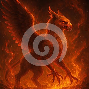 Digital art image of the mythological griffin.