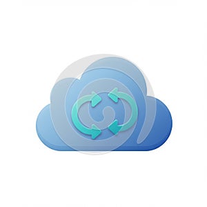 A digitally created image of a blue cloud icon symbolizes cloud computing. Two