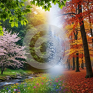 A digitally created image showcases four