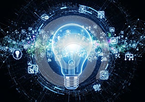 A digitally created lightbulb in the