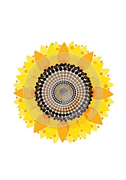A digitally created sunflower features concentric