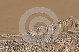 Digitally embossed image of Thorpe Bay beach, Essex, England