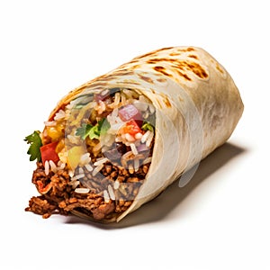 Digitally Enhanced 8k Burrito With Rice And Meat