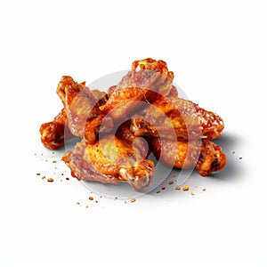 Digitally Enhanced Bbq Wings: Hyperrealism Photography On White Background