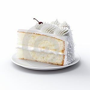 Digitally Enhanced Coconut Cake On White Background photo