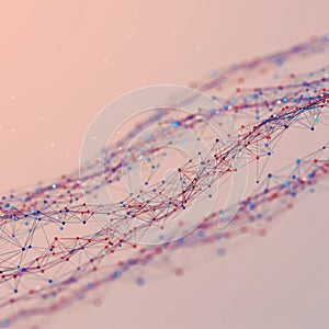 A digitally generated abstract network pattern featuring interconnected nodes and