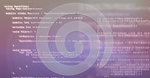 Digitally generated image of binary coding data processing against gradient concept