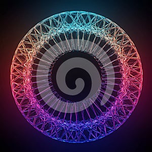 A digitally generated image of a circular structure composed of interconnected