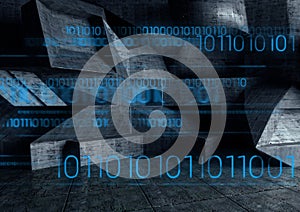 Digitally generated image of computer code interface