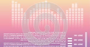 Digitally generated image of data processing pink and yellow gradient background