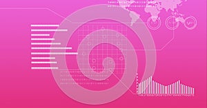 Digitally generated image of digital interface with against pink gradient background