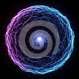 A digitally generated image featuring an intricate circular pattern formed by