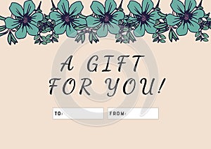 Digitally generated image of a gift for you text and floral design against beige background photo