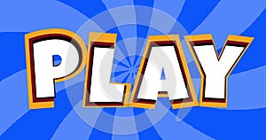 Digitally generated image of play text over blue patterned background