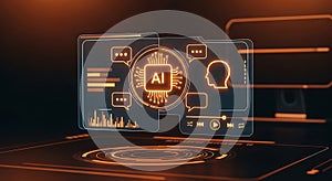 Futuristic AI Technology Interface Displaying Data and Communication Concepts