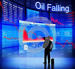 Digitally Generated of Oil Falling Concept