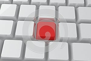 Digitally generated red key on keyboard