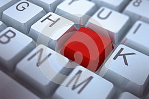Digitally generated Red key on keyboard