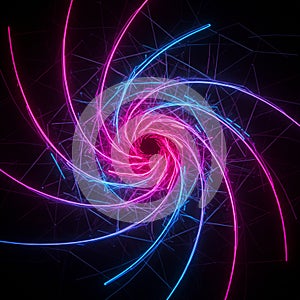 A digitally generated spiral design composed of numerous triangular shapes. Each