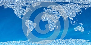 Digitally generated world map in sky