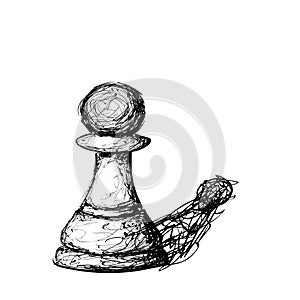 Hand drawn Sketched Chess pawn defender photo