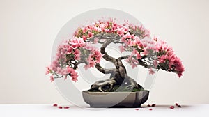 Digitally Manipulated Azalea Bonsai Tree With Pink Flowers