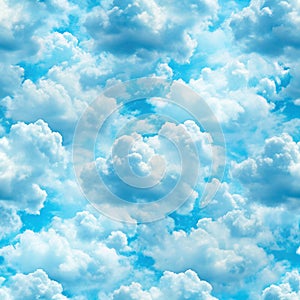 Processed collage of cloudy light blue sky texture. Background for banner, backdrop or texture for 3D mapping