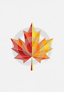 A digitally rendered geometric maple leaf,