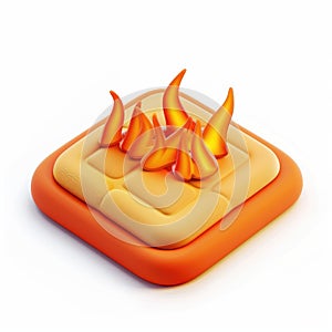 Burning Toast Illustration: A Square of Toasted Bread with Flames photo