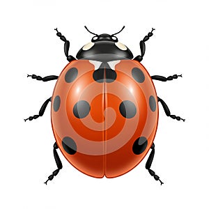 A digitally rendered illustration of a ladybug (Coccinellidae) with a vivid red, dome- photo