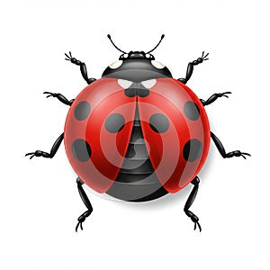 A digitally rendered illustration of a ladybug (Coccinellidae) with a vivid red, dome- photo