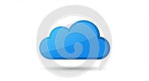 A digitally rendered image of a blue cloud icon against a white background. The cloud