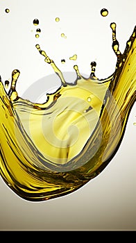 A digitally rendered olive engine oil splash, isolated with a clipping path