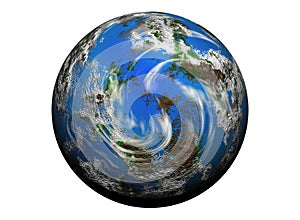 Digitally rendered planet earth isolated on white background.